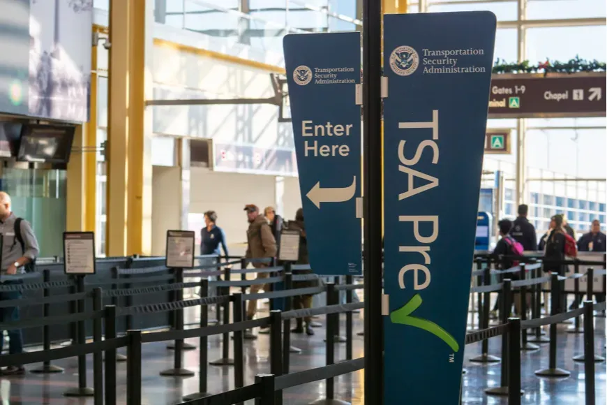 TSA precheck line at Reagan airport.